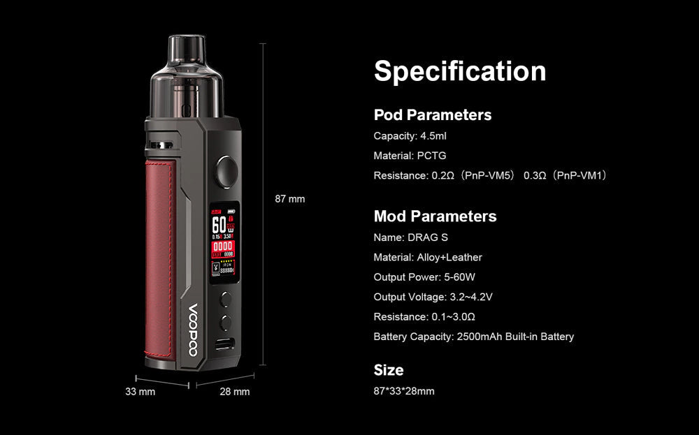 VOOPOO Drag S Device Pod Kit 6OW - 100% Original (Without Box)